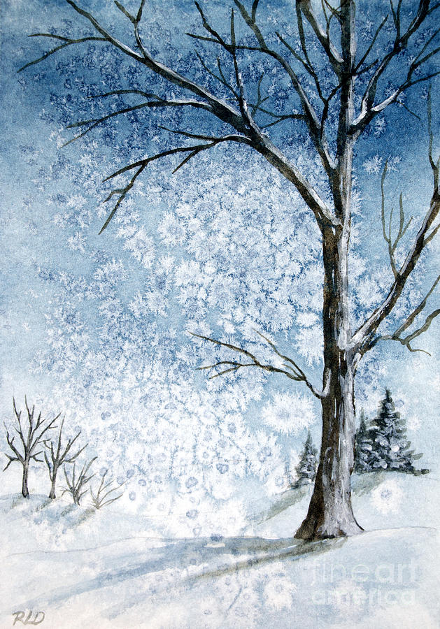 Snowy Night #1 Painting by Rebecca Davis