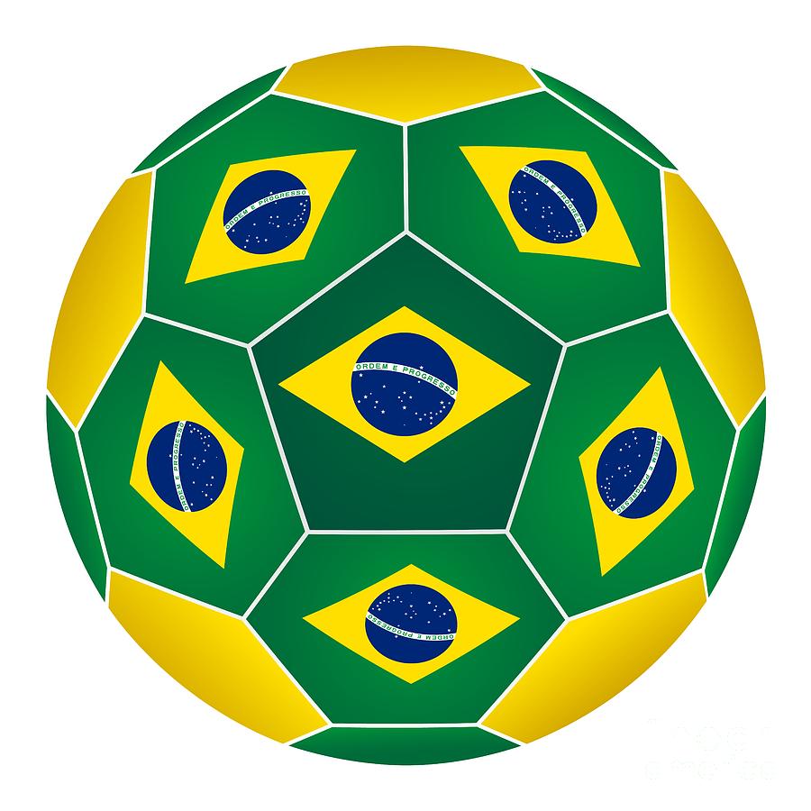 Soccer ball with Brazilian flag #3 Photograph by Michal Boubin