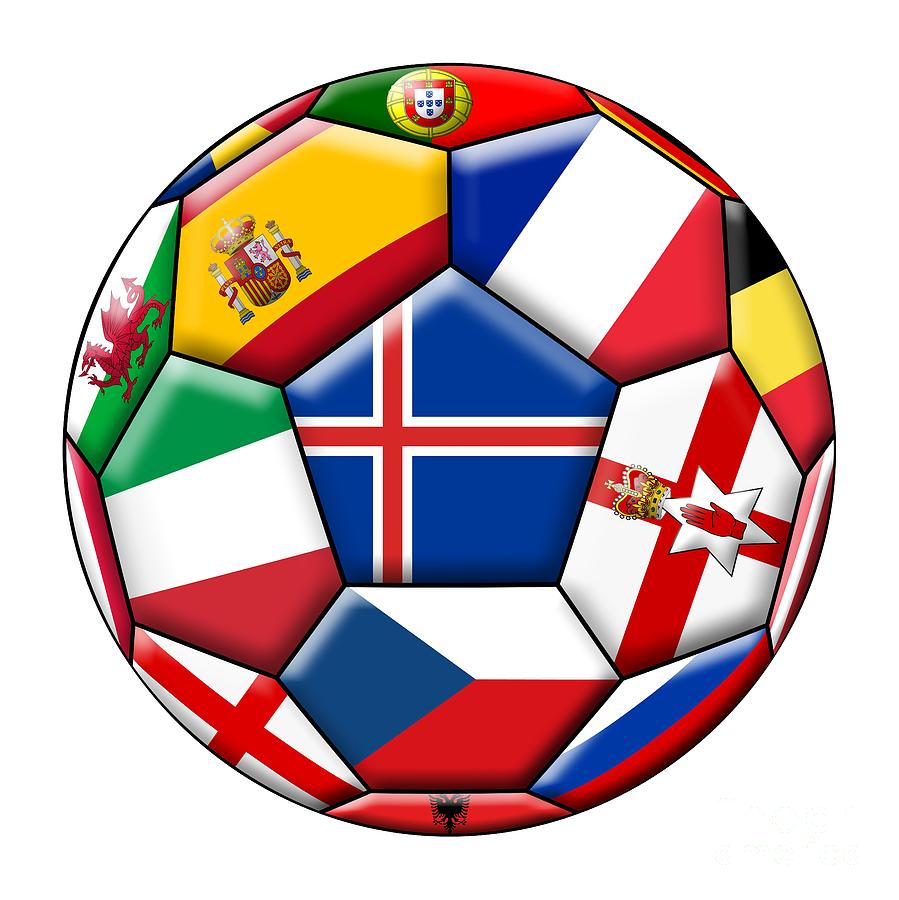 Soccer ball with flag of Iceland in the center #1 Digital Art by Michal Boubin