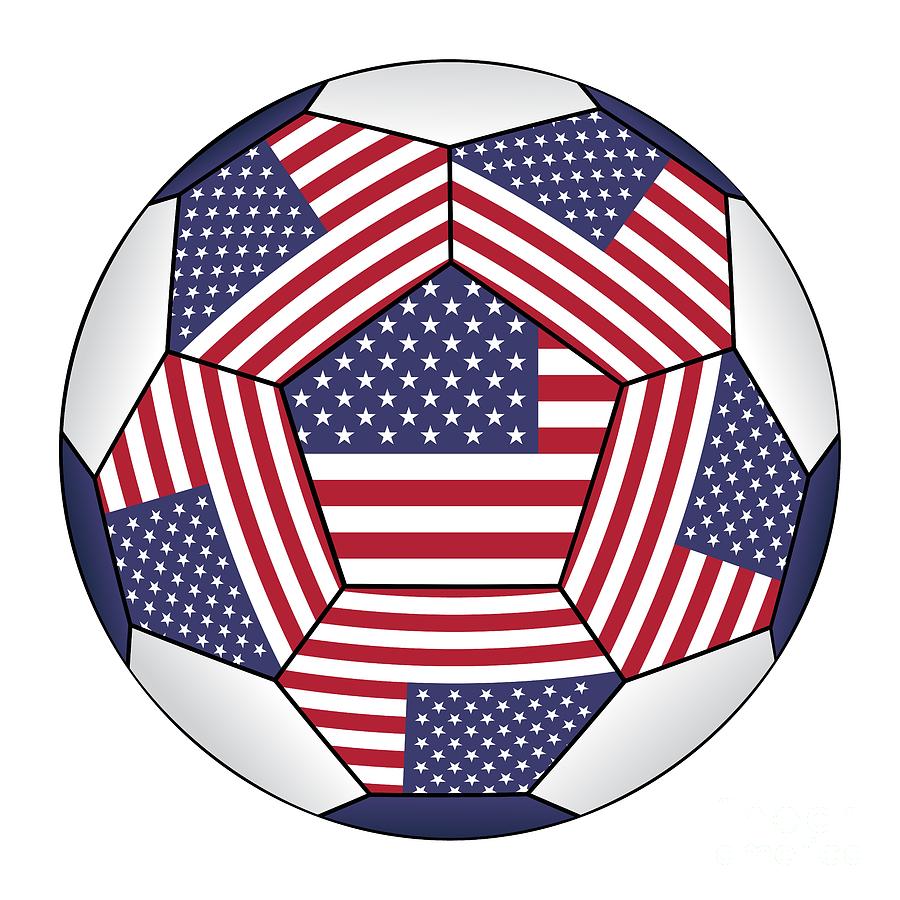 Soccer ball with United States flag #3 Digital Art by Michal Boubin