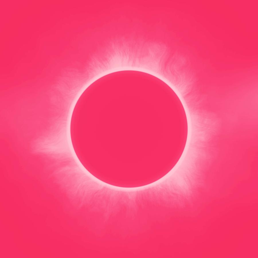 Solar Eclipse in Pink Color #1 Painting by Celestial Images