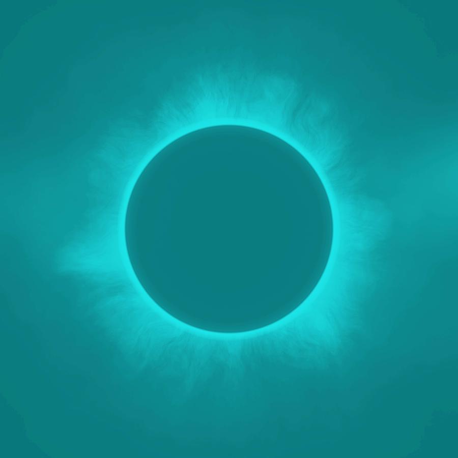Solar Eclipse in Turquoise Color #1 Painting by Celestial Images