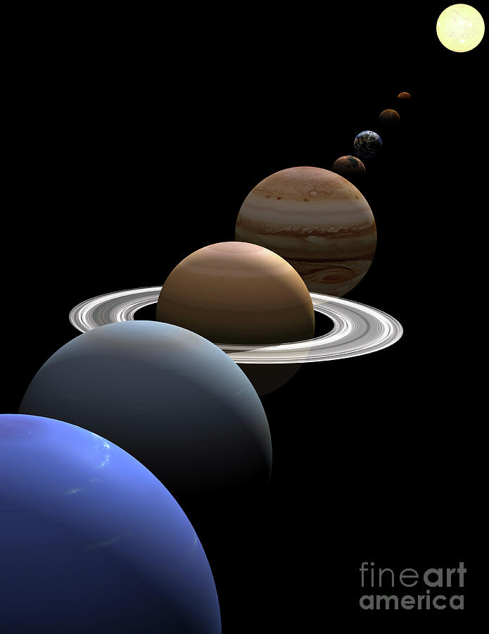 Solar system planets in alignment around sun #1 Digital Art by Nicholas Burningham