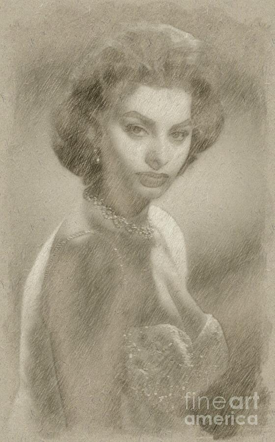 Chitty Drawing - Sophia Loren Hollywood Actress #1 by Esoterica Art Agency