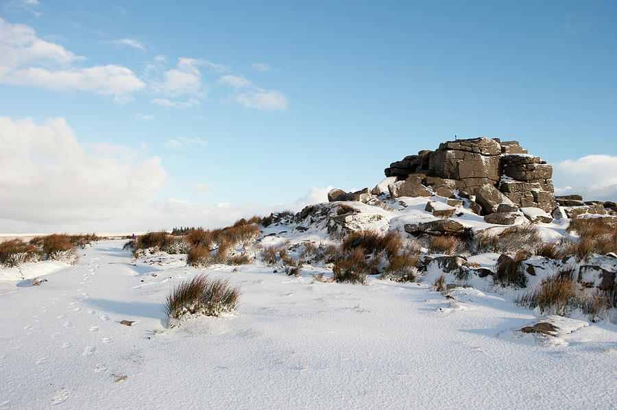 South Hessary Tor in the Snow ii #1 Photograph by Helen Jackson