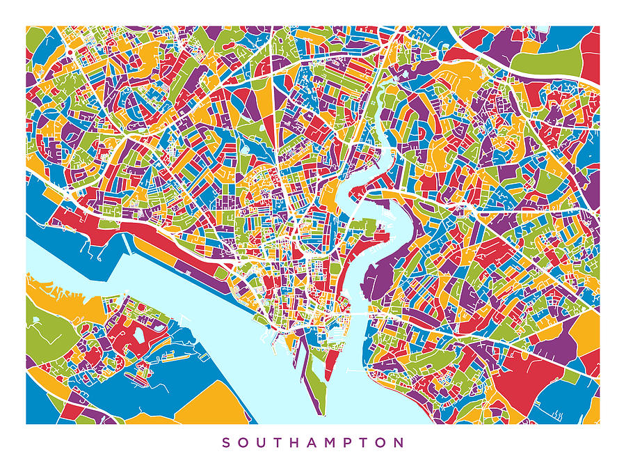 Southampton England City Map #1 Digital Art by Michael Tompsett