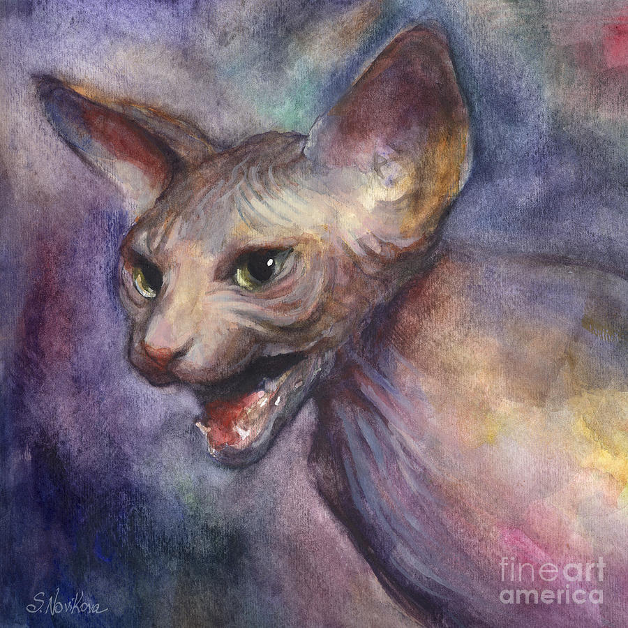 Sphynx Cat Gifts Painting - Sphynx Cat Painting #1 by Svetlana Novikova