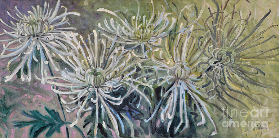 Spider Mums Painting by Donald Maier