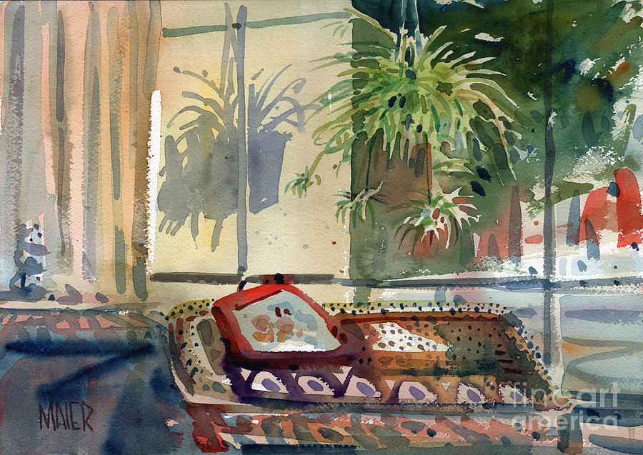 Spider Plant Painting - Spider Plant in the Window by Donald Maier