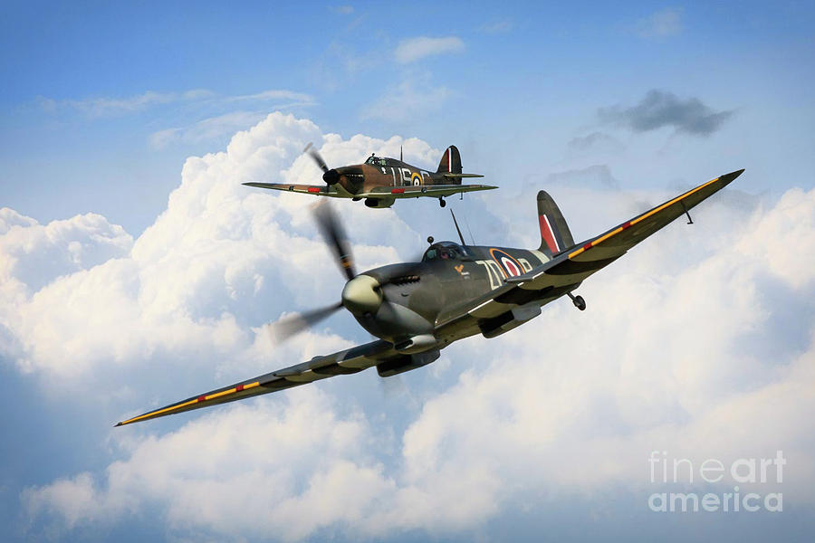 Spitfire and Hurricane #1 Digital Art by Airpower Art