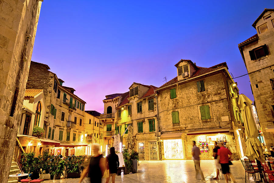 Split Diocletians palace street evening view #1 Photograph by Brch Photography