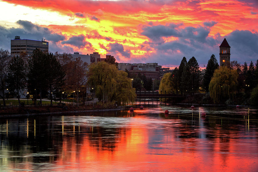 Spokane River Sunset Photograph by James Richman - Fine Art America