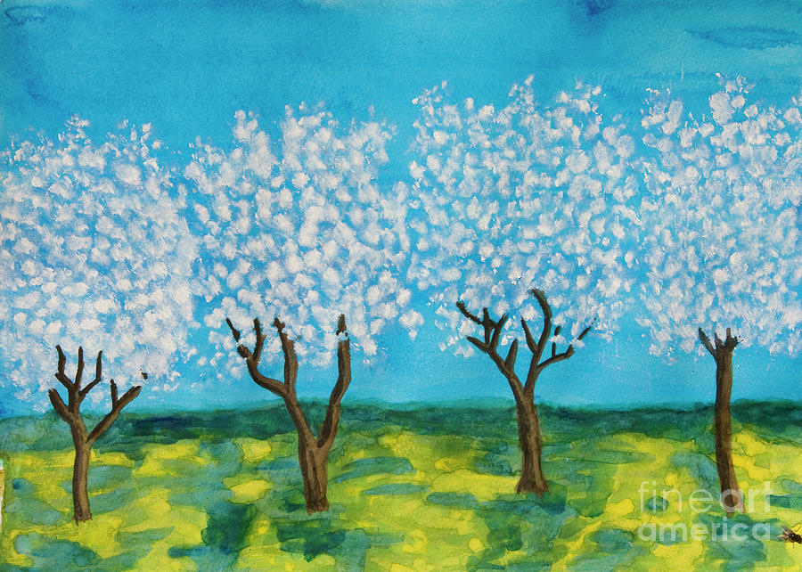 Spring garden, painting #1 Painting by Irina Afonskaya