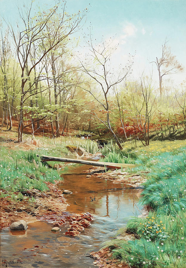 Spring landscape Painting by Peder Mork Monsted - Fine Art America