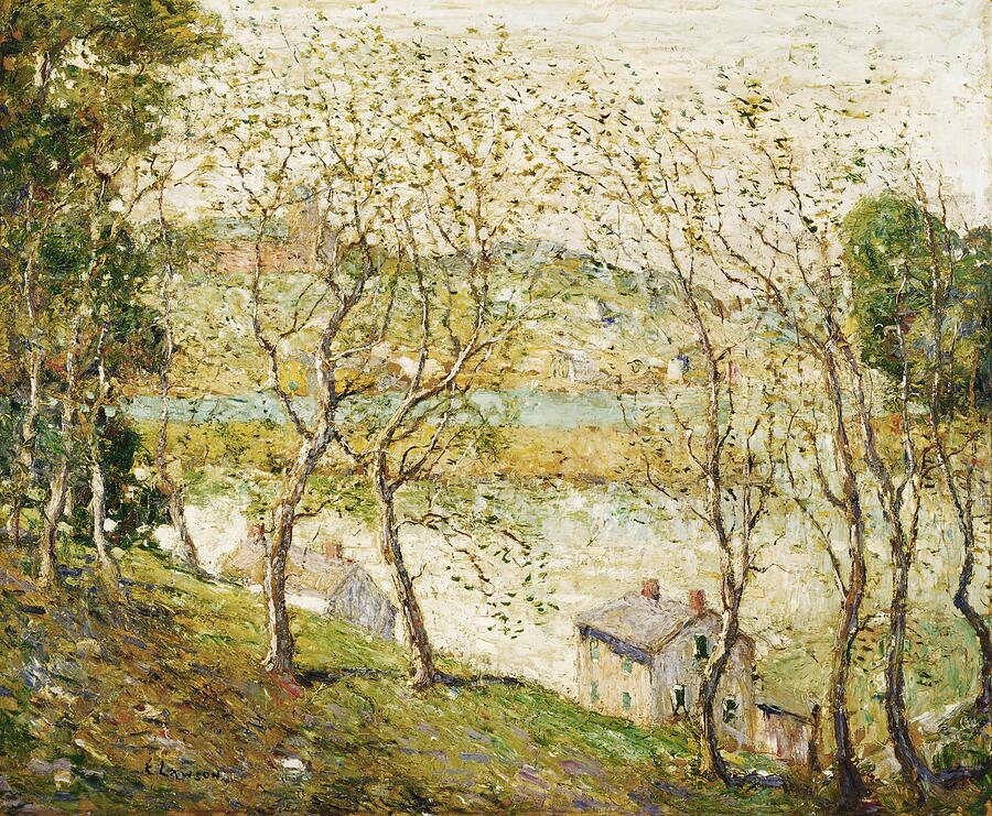 Ernest Lawson Painting - Springtime, Harlem River, from 1900-1910 by Ernest Lawson