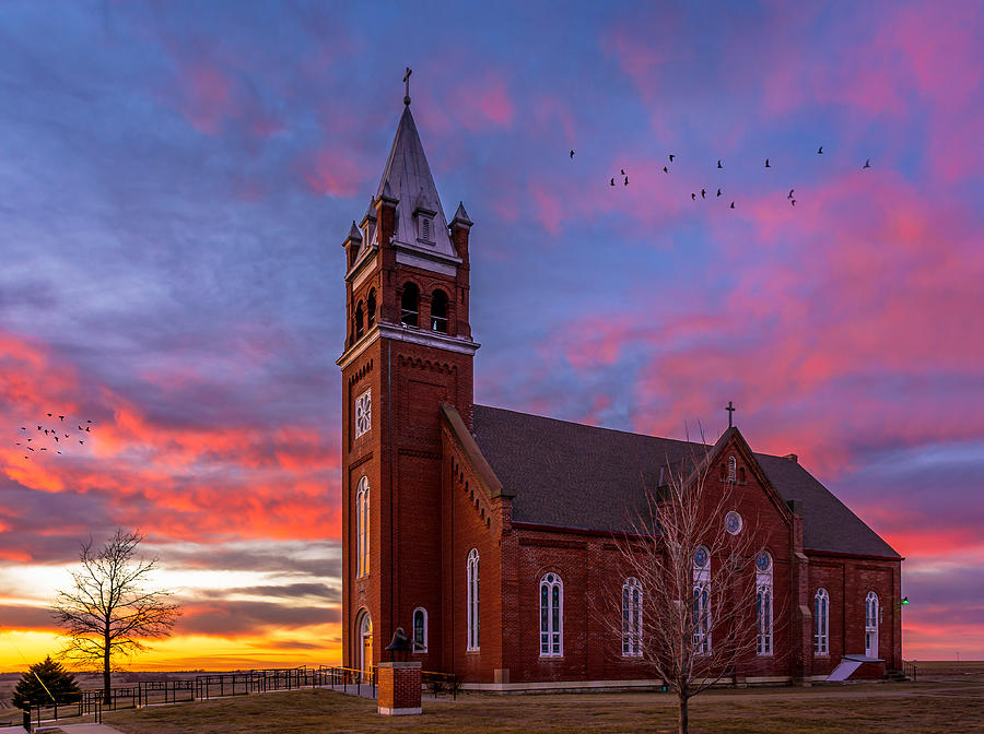 Sunset Photograph - St. Benedicts church #1 by Mark McDaniel