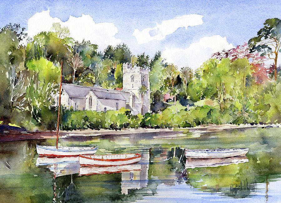 Boat Painting - St Just In Roseland Church #1 by Margaret Merry