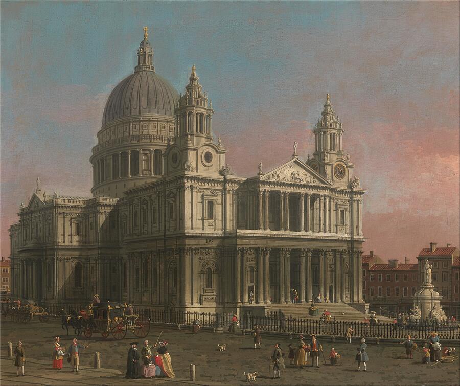 St. Pauls Cathedral, from circa 1754 Painting by Canaletto