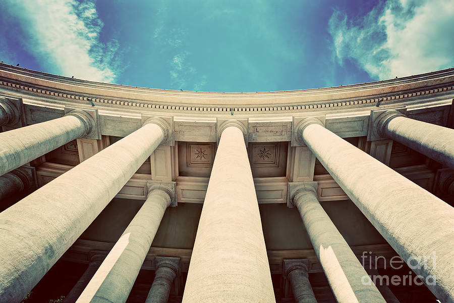 St. Peters Basilica colonnades columns in Vatican City Vintage #1 Photograph by Michal Bednarek