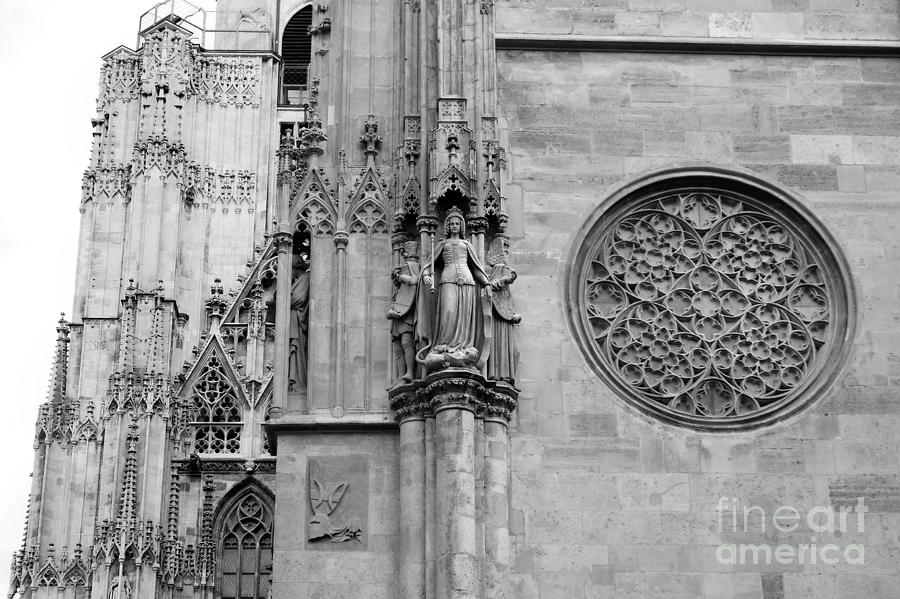 St Stephens Cathedral Vienna in Black and White #2 Photograph by Angela Rath