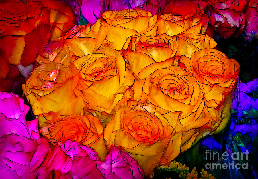 Rose Photograph - Stained Glass Bouquet #2 by Judi Bagwell
