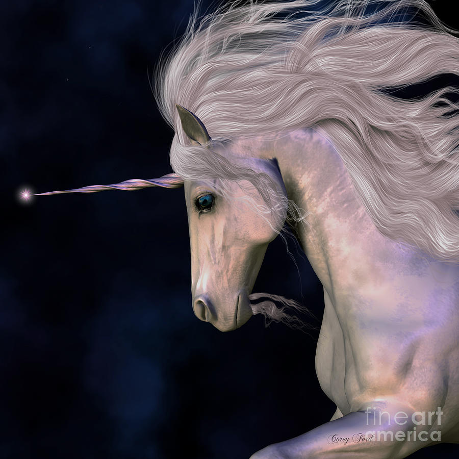 Unicorn Painting - Stallion by Corey Ford