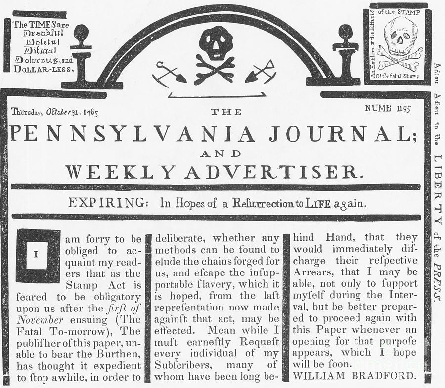 Stamp Act Deplored In Newspaper #1 Photograph by Photo Researchers