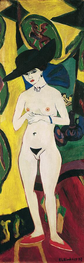 Standing Nude with Hat #3 Painting by Ernst Ludwig Kirchner