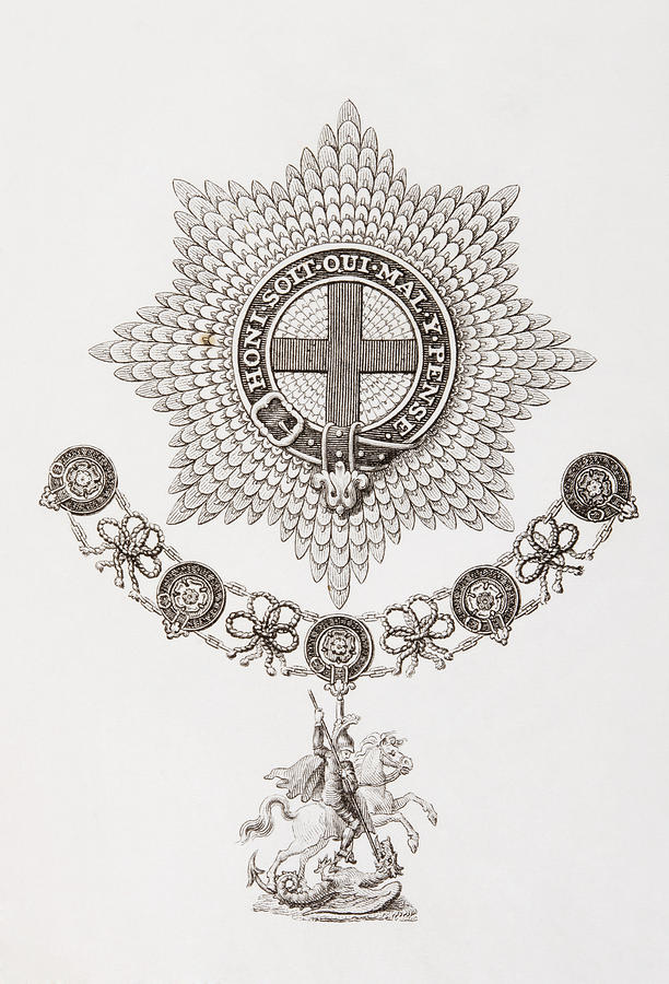Knight Drawing - Star, Collar And Badge Of The Order Of #1 by Vintage Design Pics