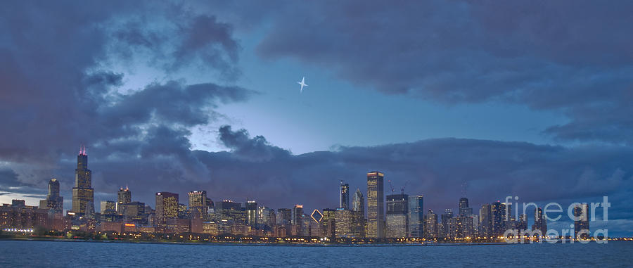 Chicago Photograph - Star over Chicago #1 by Jim Wright