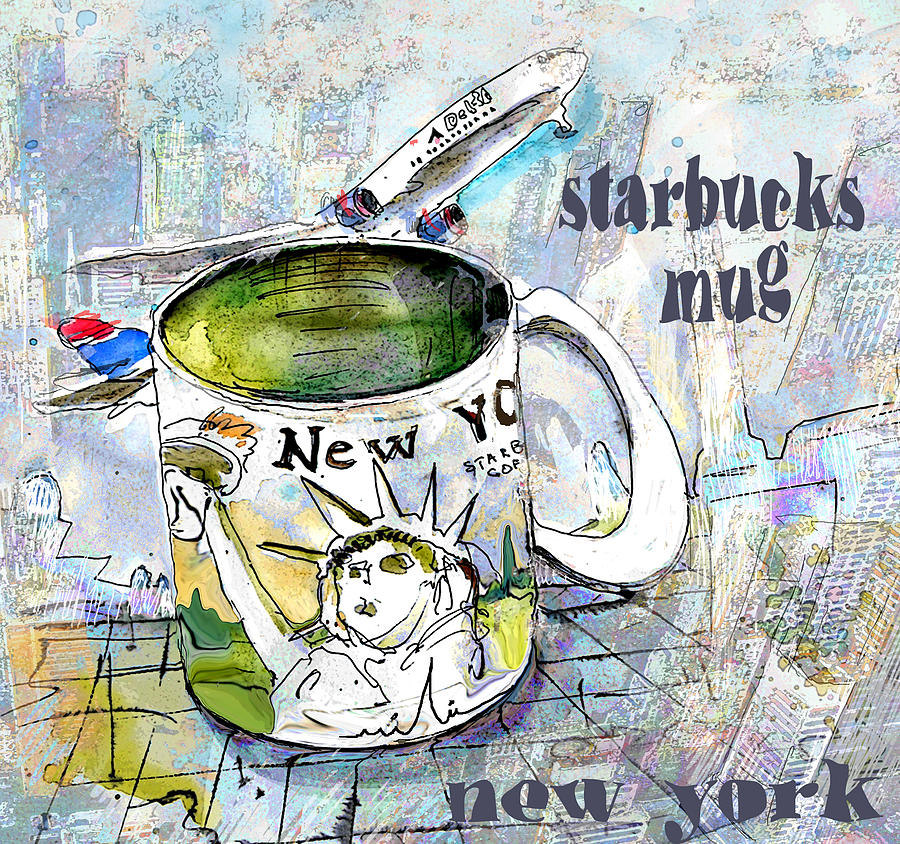 Starbucks Mug New York #1 Painting by Miki De Goodaboom