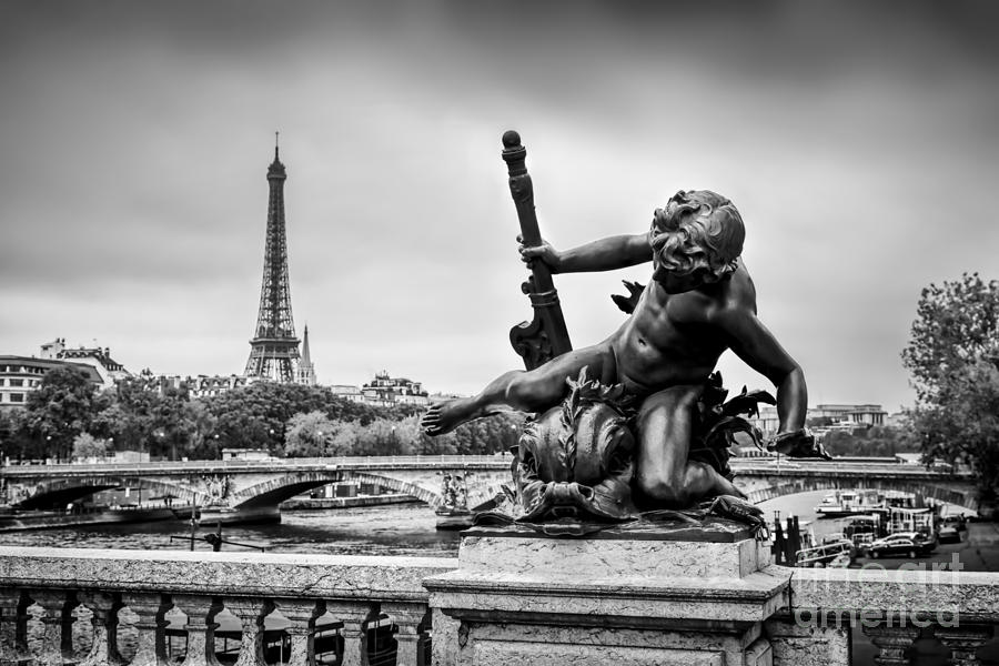 Statue on Pont Alexandre III bridge in Paris, France #1 Photograph by Michal Bednarek
