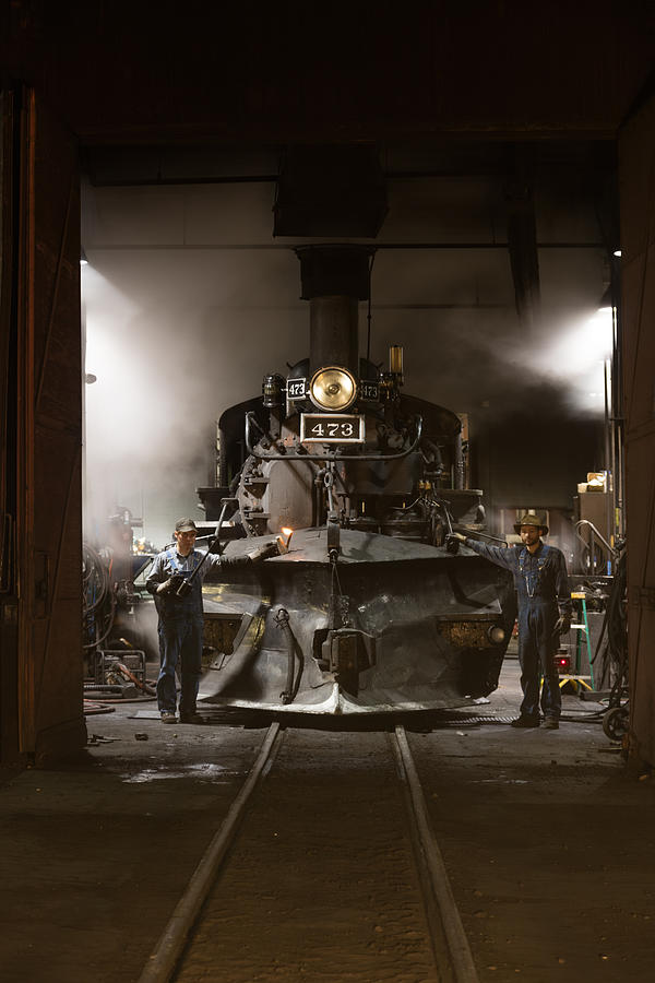 Steam locomotive in the roundhouse of the Durango and Silverton Narrow Gauge Railroad in Durango Photograph by Carol M Highsmith
