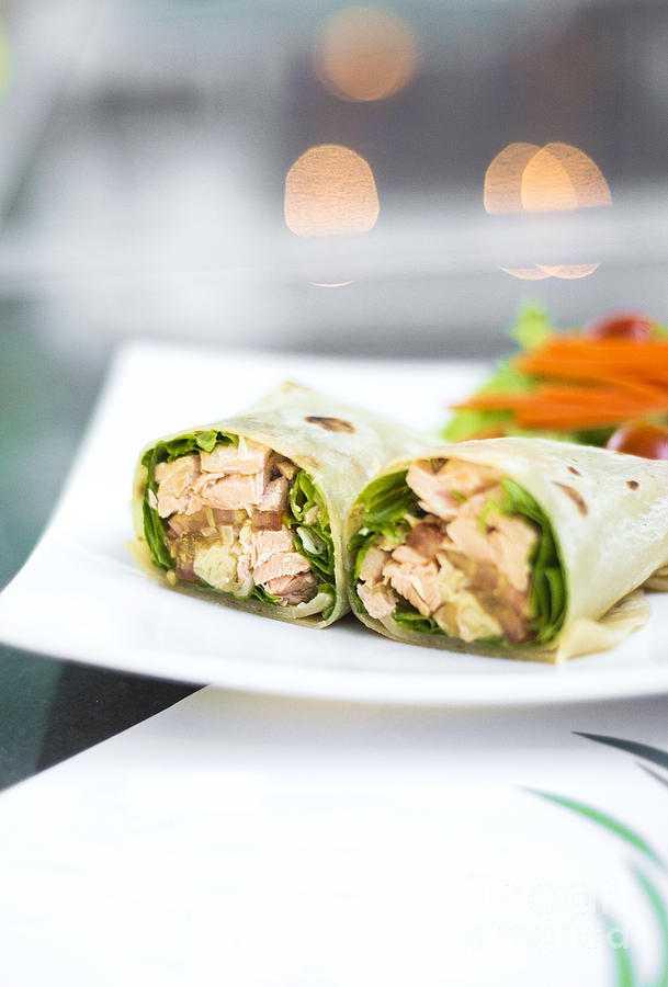 Steamed Salmon And Salad Wrap #1 Photograph by JM Travel Photography