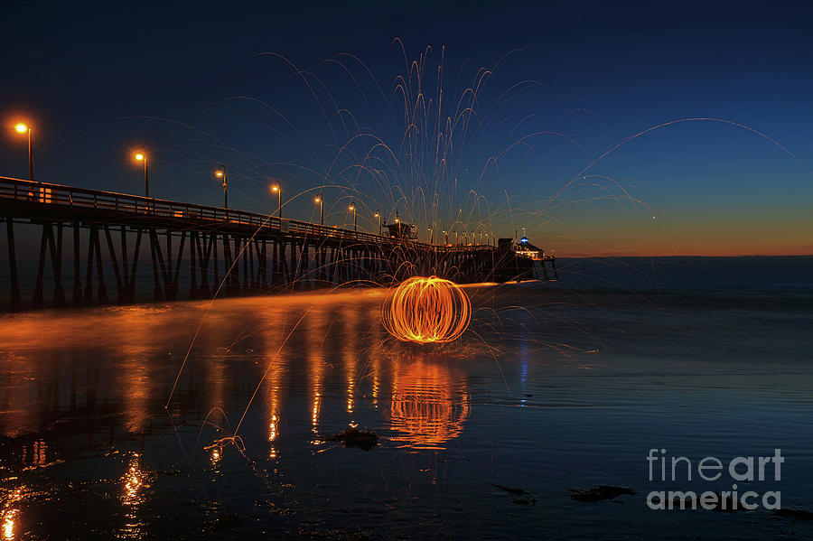 Steel Wool Spinning at the Imperial Beach Pier #1 Photograph by Sam Antonio