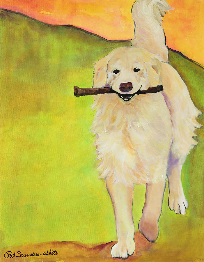 Dog Portraits Painting - Stick Together by Pat Saunders-White Dog Portraits Painting - Stick Together by Pat Saunders-White
