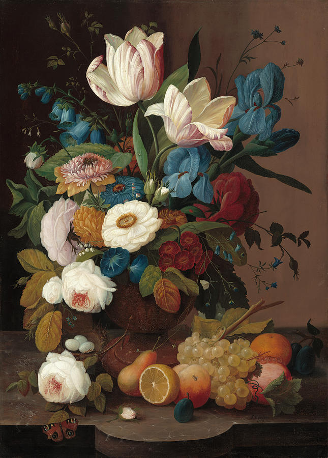 Still Life, Flowers and Fruit #1 Painting by Severin Roesen