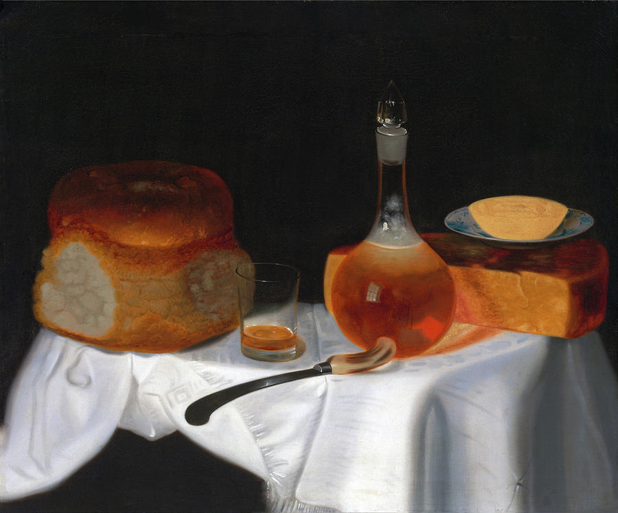 Still Life of Bread, Butter and Cheese #1 Painting by George Smith