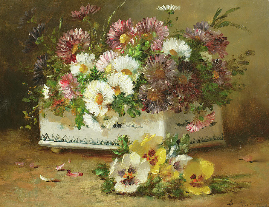 Eugene Henri Cauchois Painting - Still Life of Flowers by Eugene Henri Cauchois