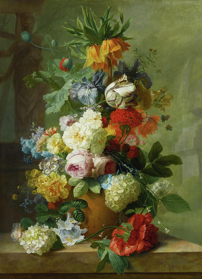 Still Life Of Flowers In A Vase On A Marble Ledge Painting by MotionAge ...