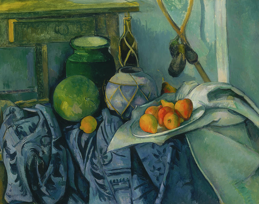 Still Life with a Ginger Jar and Eggplants #3 Painting by Paul Cezanne