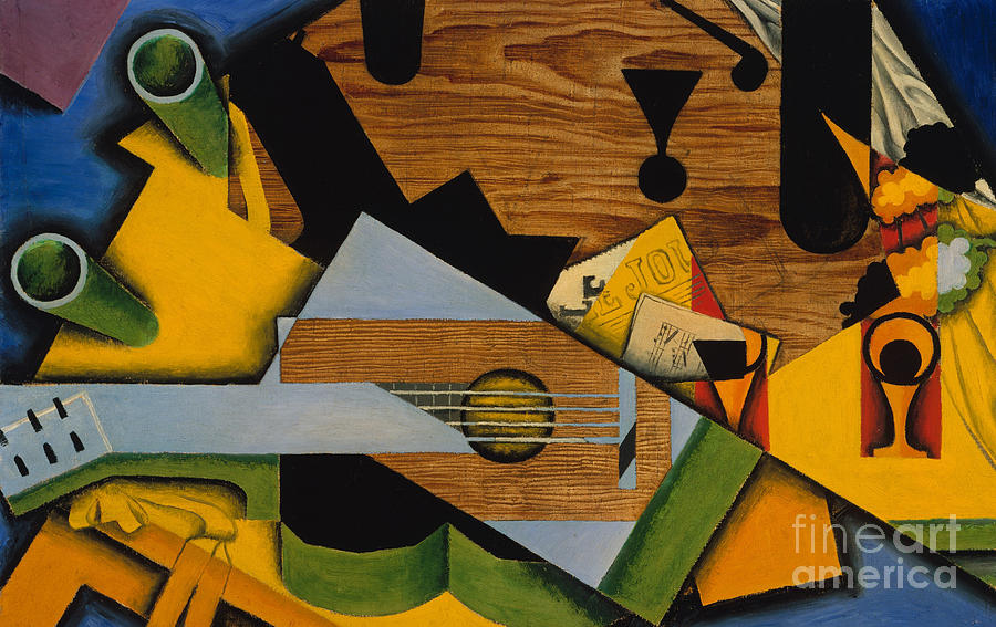 Juan Gris Painting - Still Life with a Guitar by Juan Gris
