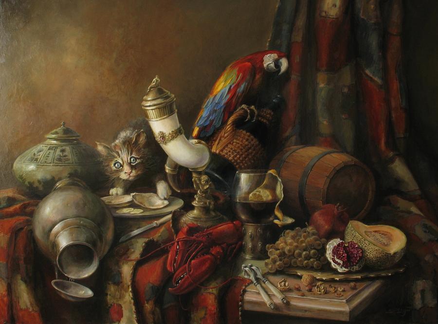 Still-life with a lobster #1 Painting by Tigran Ghulyan