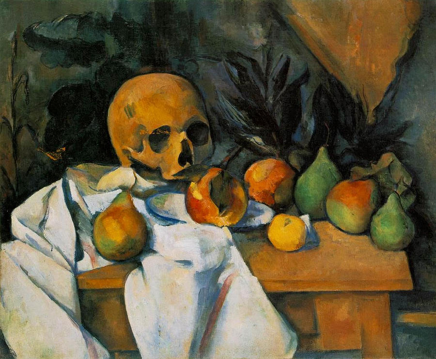 Paul Cezanne Painting - Still Life with a Skull #1 by Paul Cezanne
