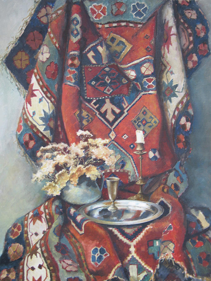 Still-life with an old rug #1 Painting by Tigran Ghulyan