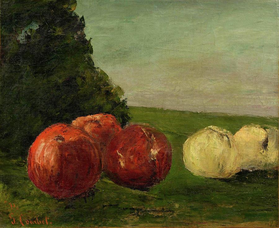 Still life with apples #1 Painting by Courbet