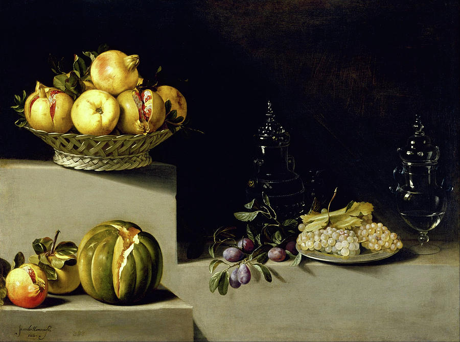 Still Life with Fruit and Glassware #1 Painting by Juan van der Hamen