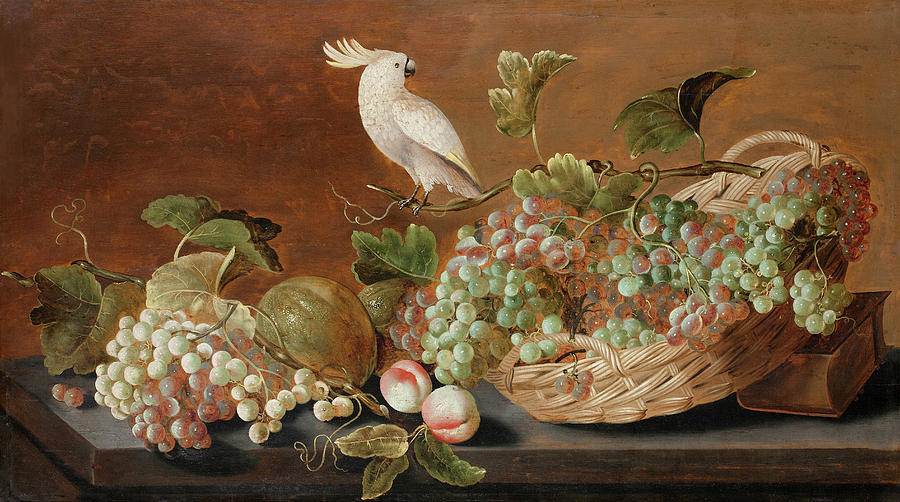 Still life with Parrot  #1 Painting by attributed to Roelof Koets