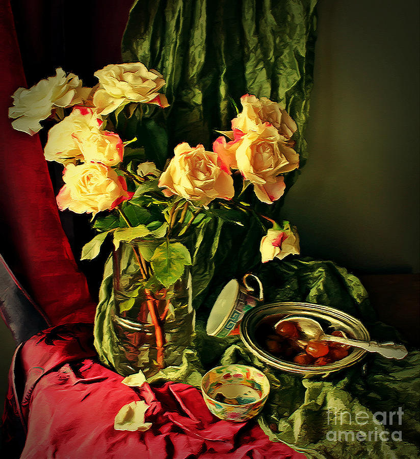 Still Life With Roses- #1 Digital Art by Binka Kirova