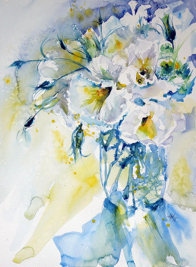 Still life with white flowers #5 Painting by Kovacs Anna Brigitta